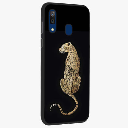 Regal Leopard Glass Case upright view showcasing striking leopard artwork with fierce wildlife theme.