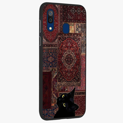 Regal Magic Cat Apple Glass Case upright view showcasing charming cat artwork with playful magical theme.