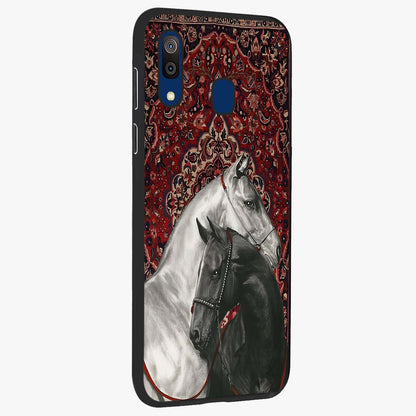 Regal Stallion Tapestry Glass Case upright view showcasing powerful horse artwork with elegant tapestry theme.