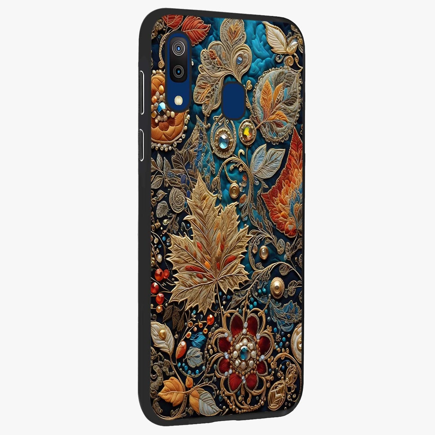Royal Jewel Garden Glass Case upright view showcasing rich floral artwork with luxurious garden theme.