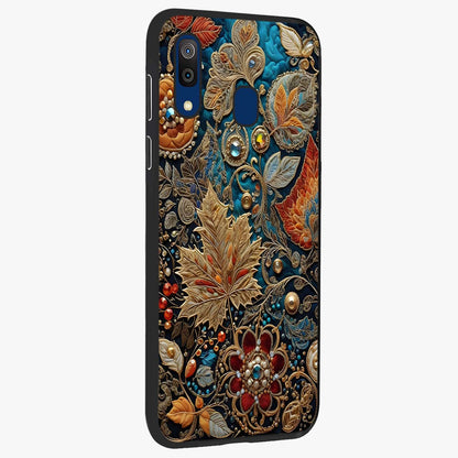 Royal Jewel Garden Glass Case upright view showcasing rich floral artwork with luxurious garden theme.