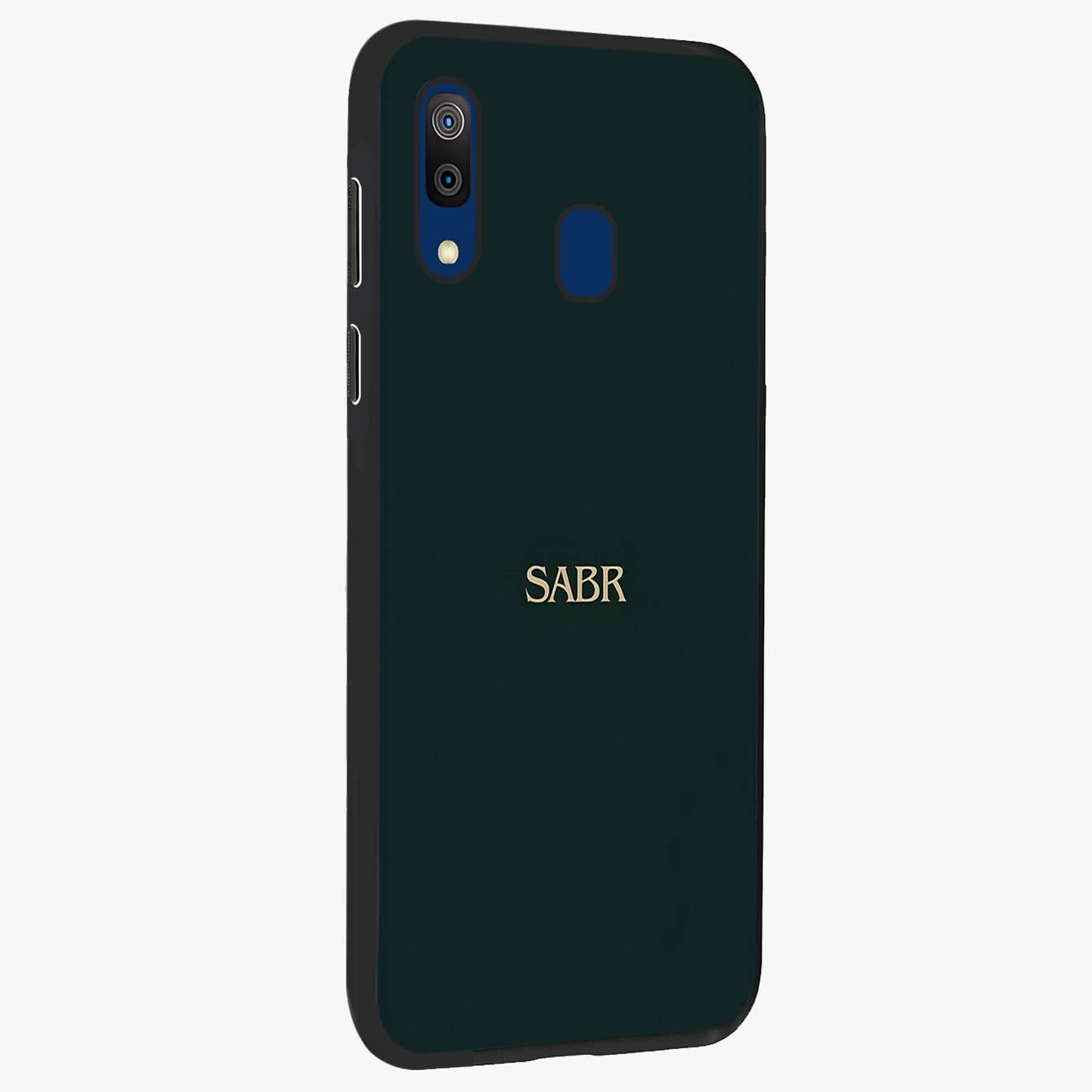 Sabr Minimal Patience Glass Case upright view showcasing calm minimalist artwork with motivational patience theme.
