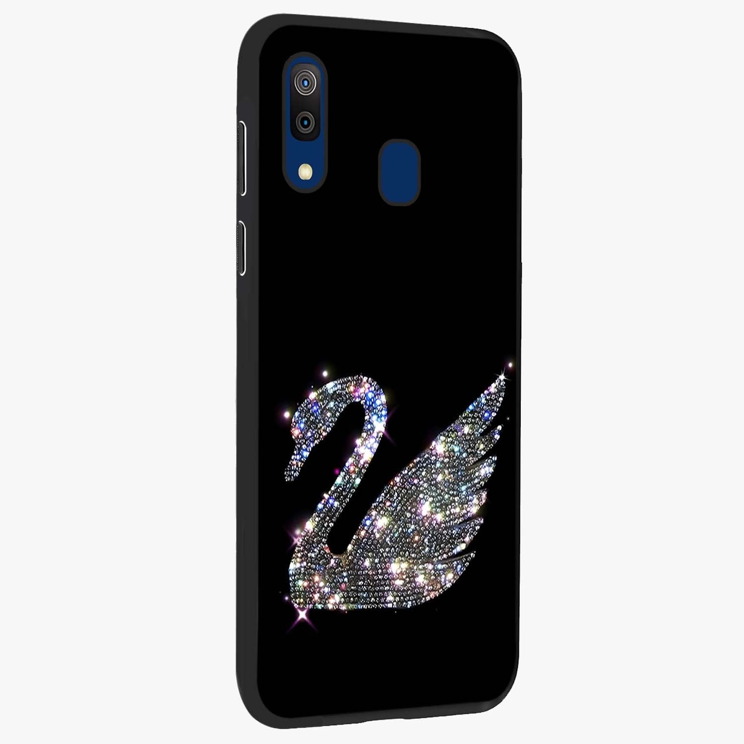 Starlit Swan Grace Glass Case upright view showcasing beautiful swan artwork with peaceful night themed design.