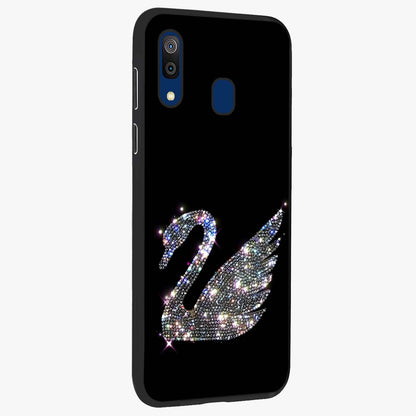 Starlit Swan Grace Glass Case upright view showcasing beautiful swan artwork with peaceful night themed design.