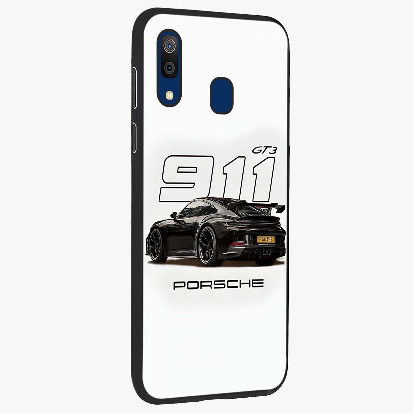 Turbo Legacy Icon Glass Case upright view showcasing bold racing inspired artwork with classic car theme.