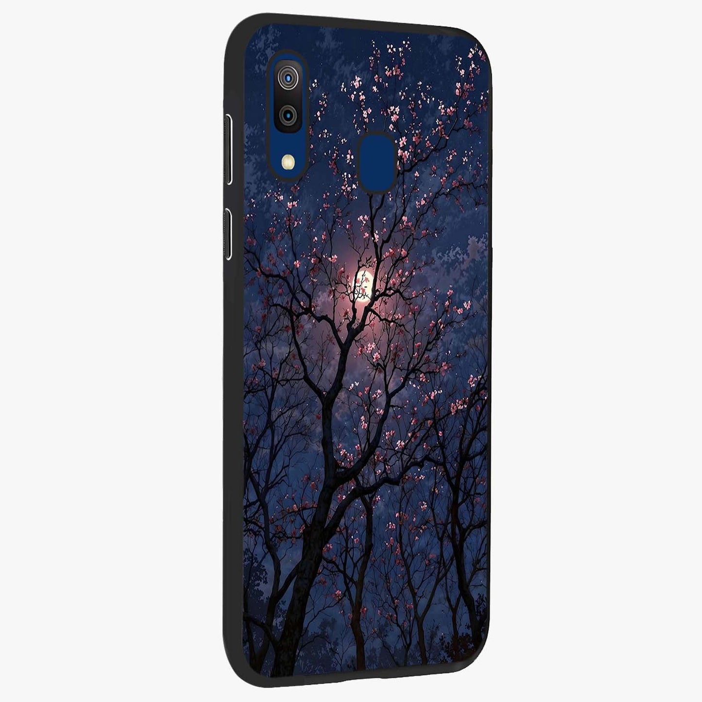 Twilight Sakura Serenade Glass Case upright view showcasing beautiful cherry blossom artwork with serene evening theme.
