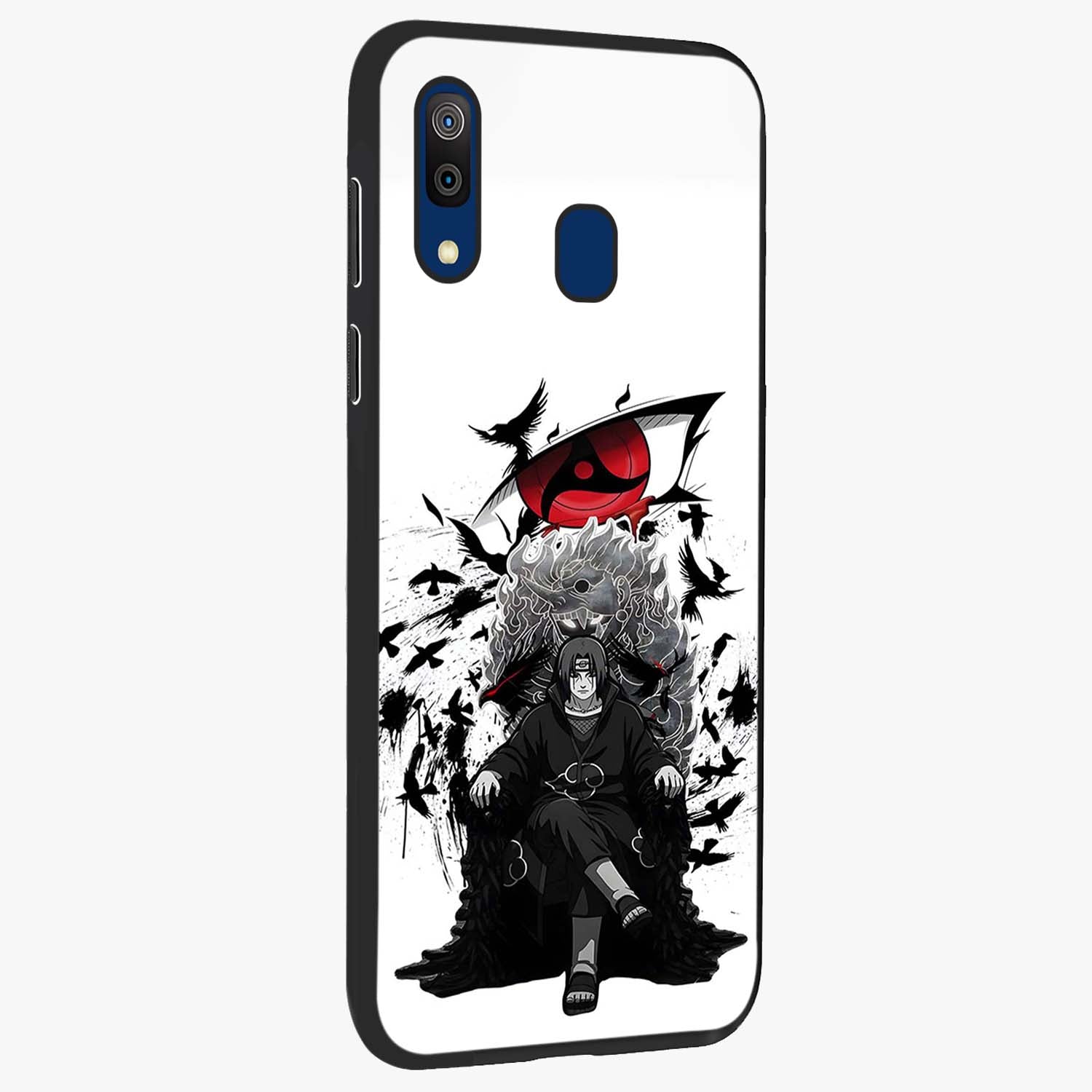 Uchiha Shadow Throne Glass Case upright view showcasing magical underwater galaxy artwork with vibrant cosmic theme.