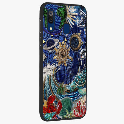Universe Underwater Spark Glass Case upright view showcasing magical underwater galaxy artwork with vibrant cosmic theme.