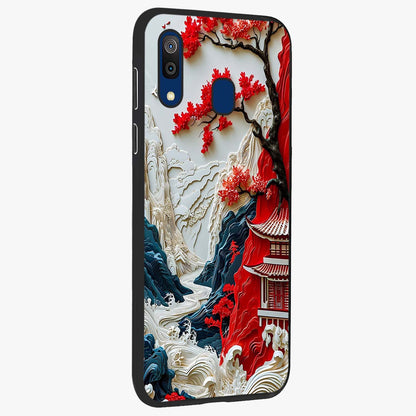 Whispers Of Sakura Waves Glass Case upright view showcasing delicate cherry blossom artwork with elegant nature theme.