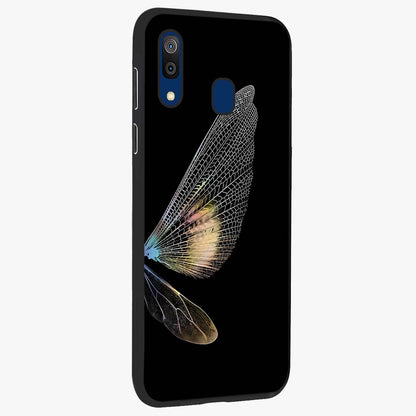 Whispers Of Wings Glass Case upright view showcasing elegant wing artwork with light airy theme.