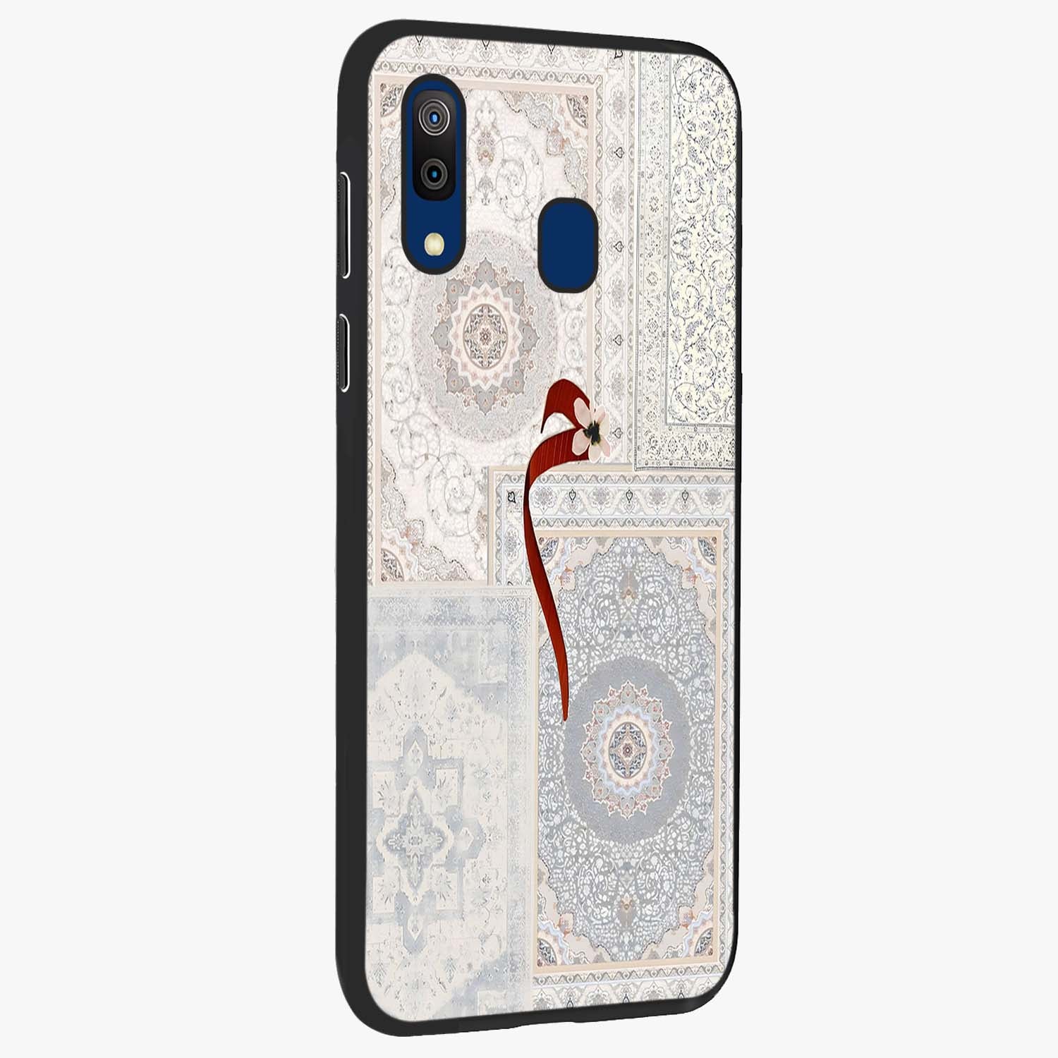 White Aesthetic Bow Glass Case upright view showcasing delicate ribbon bow artwork with cute minimalist theme.