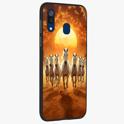 Wild Sunset Majesty Glass Case upright view showcasing dramatic sunset artwork with bold nature theme.