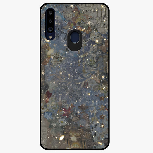 Aesthetic Astrolophia Glass Case showing flat back view with dreamy aesthetic design and glossy glass finish.