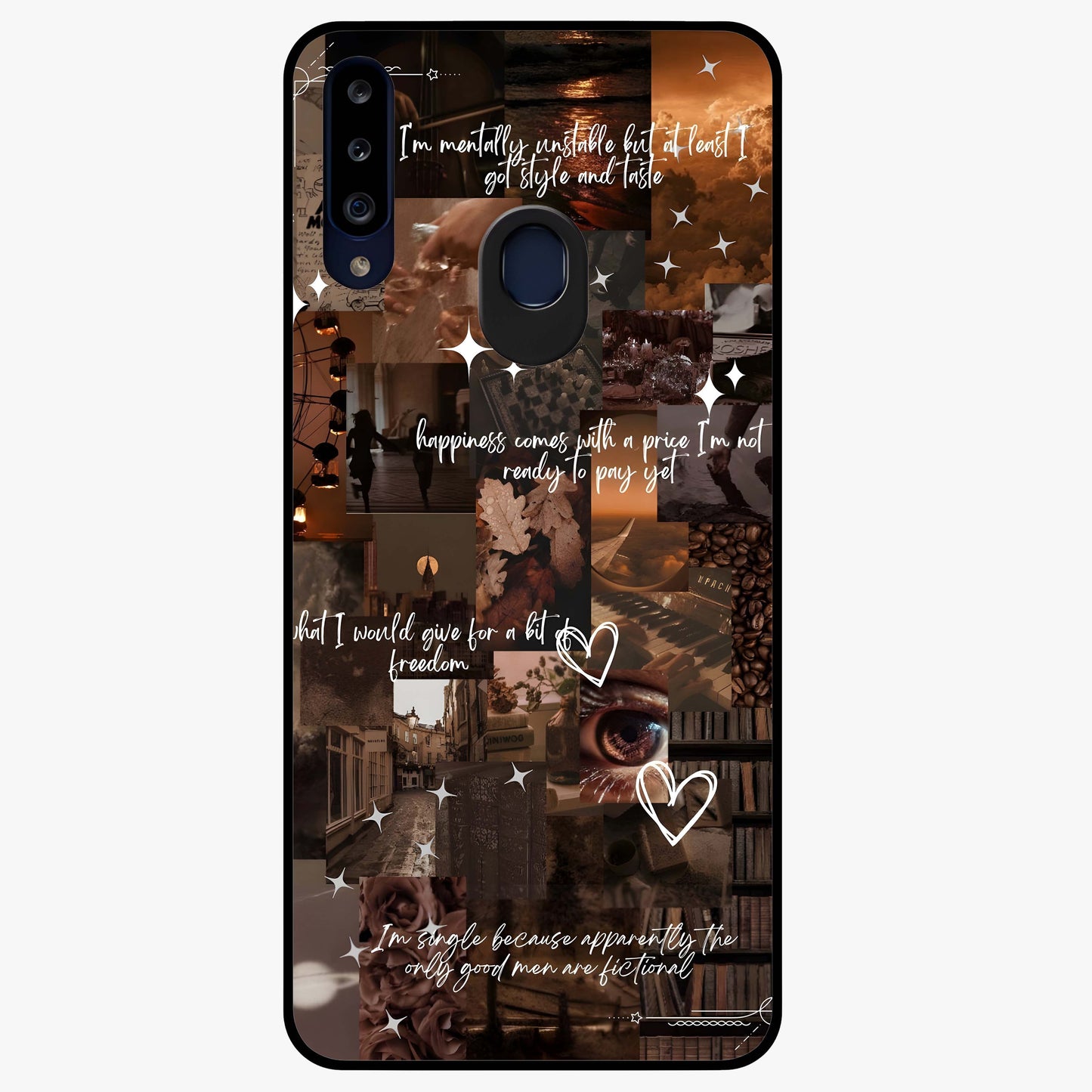 Bittersweet Aesthetic Chaos Glass Case showing flat back view with artistic chaotic aesthetic design and glossy glass finish.