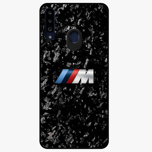 Carbon Speed Mark Glass Case showing flat back view with sporty carbon pattern artwork and glossy glass finish.
