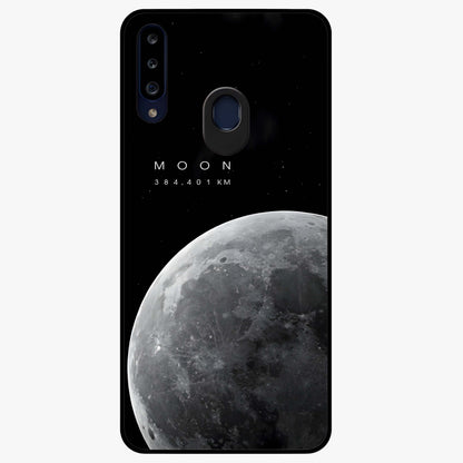 Cosmic Moon Glow Glass Case showing flat back view with glowing moon artwork and glossy glass finish.