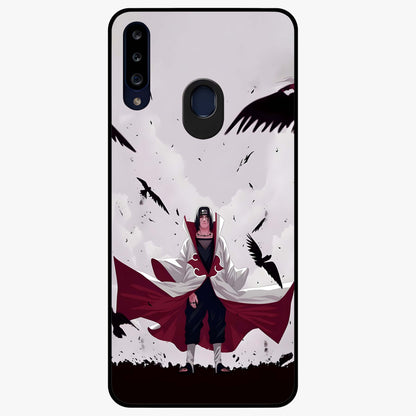 Crimson Crow Ascension Glass Case showing flat back view with mystical crow artwork and glossy glass finish.