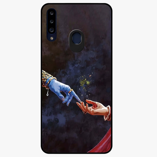 Divine Touch Eternal Glass Case showing flat back view with spiritual themed artwork and glossy glass finish.