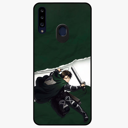 Emerald War Vanguard Glass Case showing flat back view with powerful warrior themed artwork and glossy glass finish.