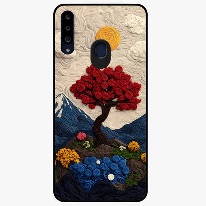 Eternal Nature Tapestry Glass Case showing flat back view with intricate nature tapestry artwork and glossy glass finish.