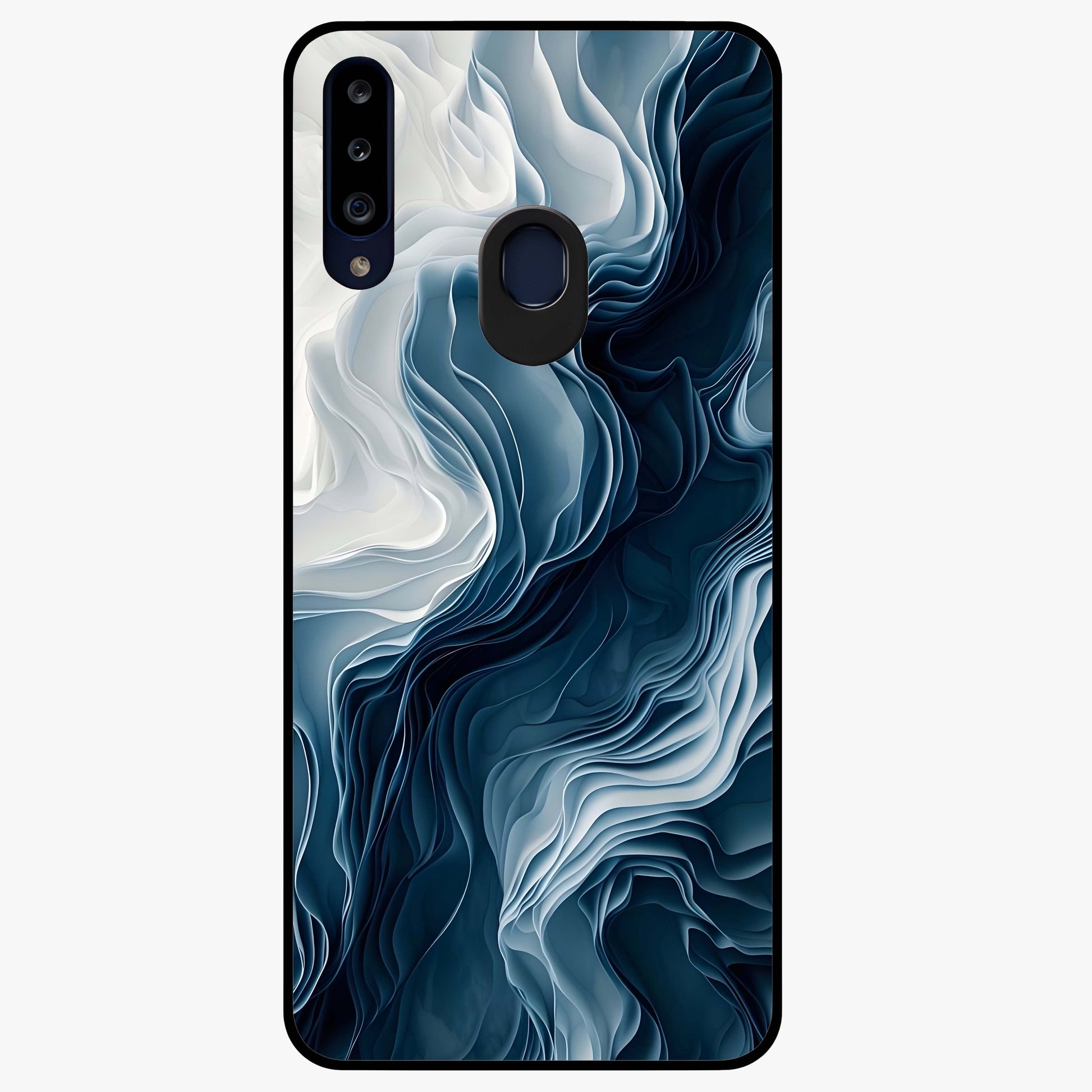 Ethereal Paper Marble Glass Case showing flat back view with soft marble paper texture artwork and glossy glass finish.
