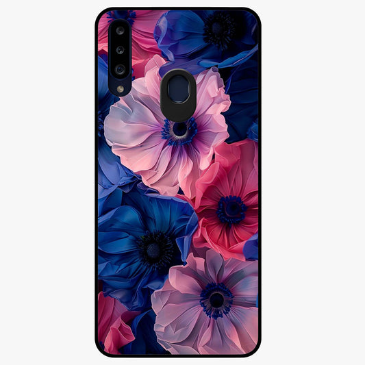 Flower Paper Art Pattern Glass Case showing flat back view with paper cut style floral artwork and glossy glass finish.