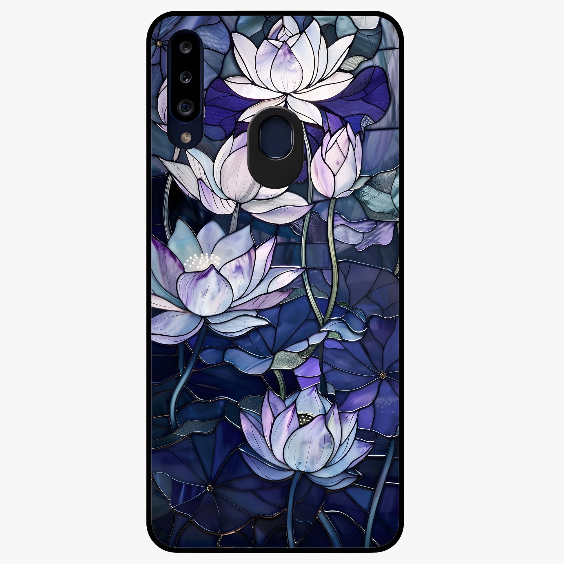Gloss Petal Rush Glass Case showing flat back view with glossy flower petal artwork and smooth glass finish.