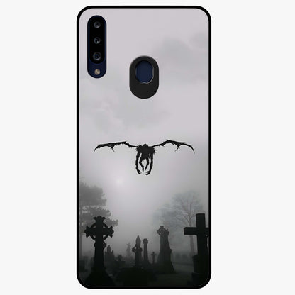 Graveyard Shadow Descent Glass Case showing flat back view with dark graveyard themed artwork and glossy glass finish.