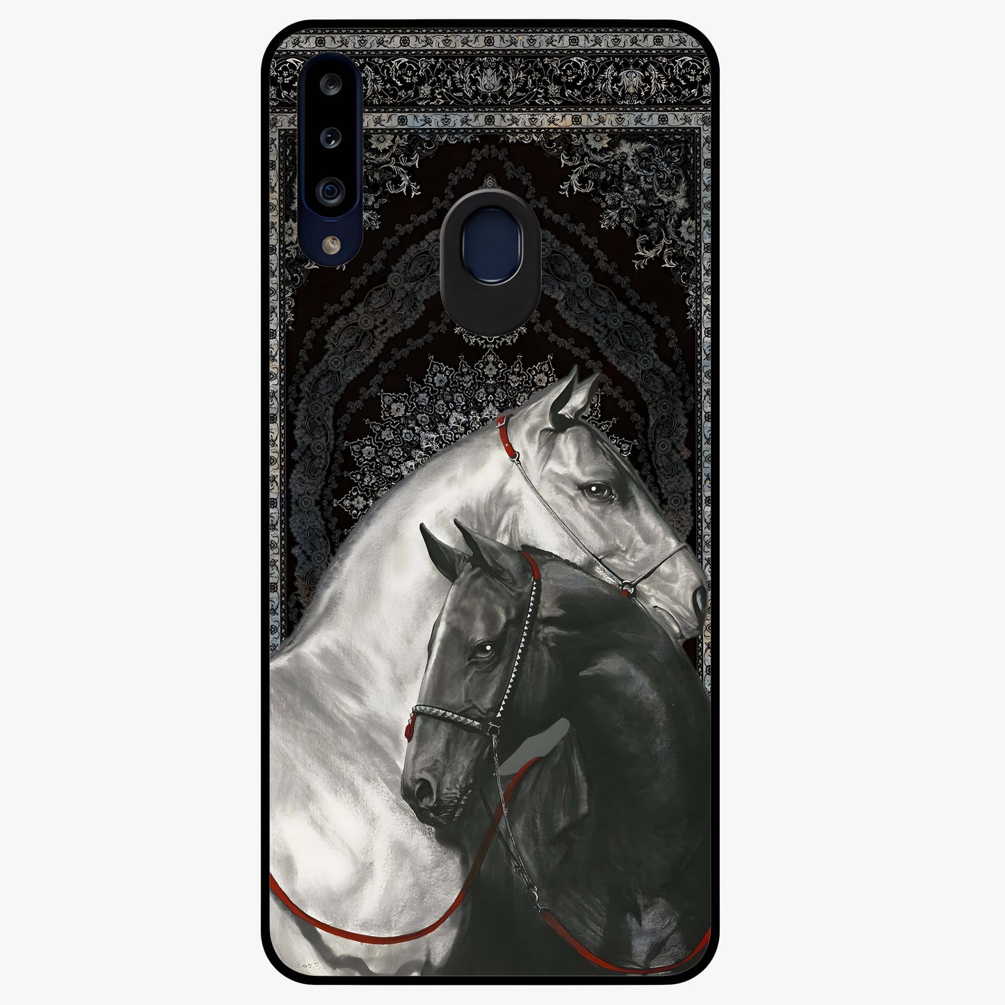 Majestic Ride Legacy Glass Case showing flat back view with powerful automotive inspired artwork and glossy glass finish.