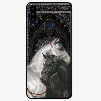 Majestic Ride Legacy Glass Case showing flat back view with powerful automotive inspired artwork and glossy glass finish.