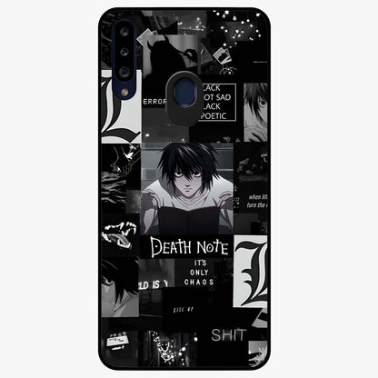 Midnight Chaos Mind Glass Case showing flat back view with abstract dark themed artwork and glossy glass finish.