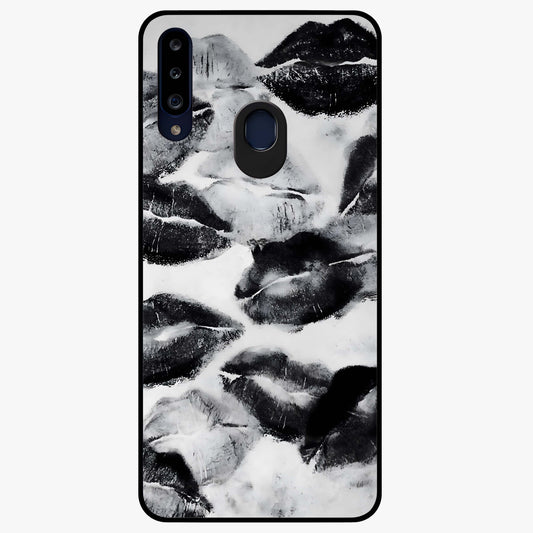 Midnight Kiss Marks Glass Case showing flat back view with lipstick kiss mark artwork and glossy glass finish.