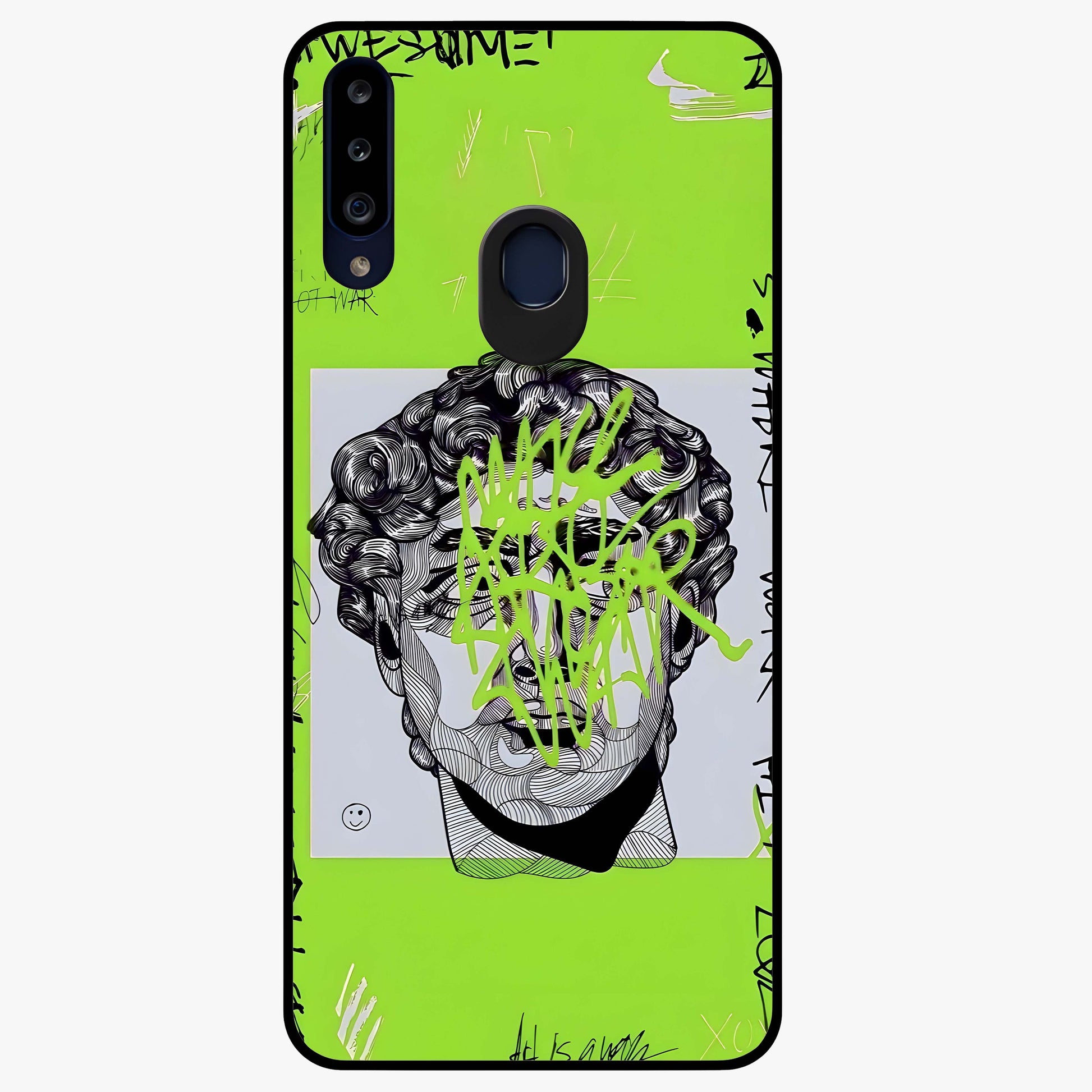 Neo Graffiti Rebellion Glass Case showing flat back view with vibrant graffiti artwork and glossy glass finish.