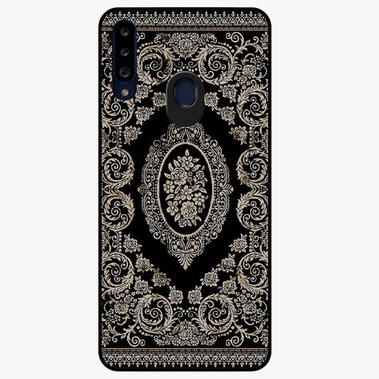 Noir Bloom Elegance Glass Case showing flat back view with elegant dark floral artwork and glossy glass finish.