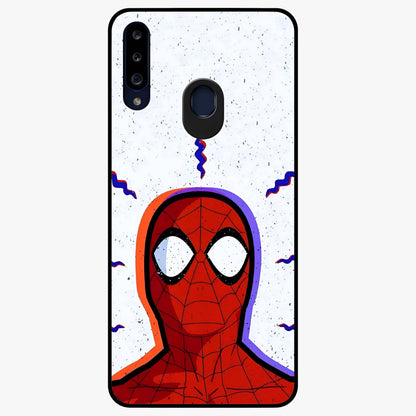 Omg Spiderman Glass Case showing flat back view with bold superhero inspired artwork and glossy glass finish.