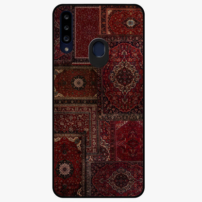 Persian Velvet Tale Glass Case showing flat back view with luxurious Persian velvet pattern artwork and glossy glass finish.