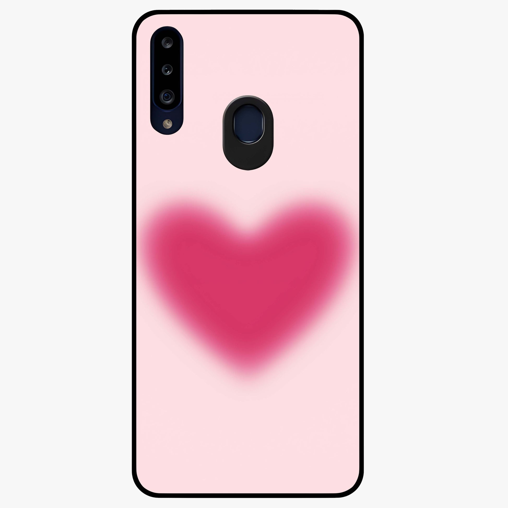 Pink Aura Heart Glass Case showing flat back view with glowing heart artwork and glossy glass finish.