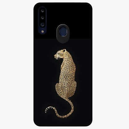 Regal Leopard Glass Case showing flat back view with bold leopard artwork and glossy glass finish.