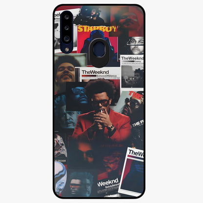 The Weeknd Glass Case showing flat back view with music inspired artistic portrait artwork and glossy glass finish.