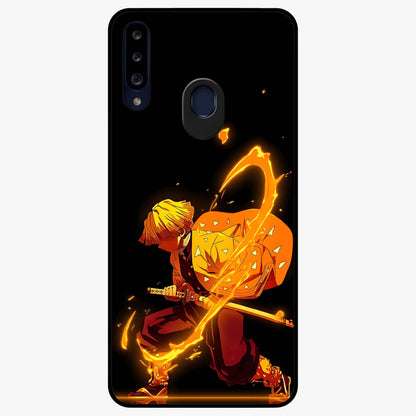 Thunder Flame Execution Glass Case showing flat back view with powerful flame and lightning artwork and glossy glass finish.