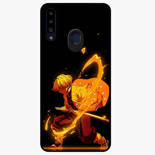 Thunder Flame Execution Glass Case showing flat back view with powerful flame and lightning artwork and glossy glass finish.