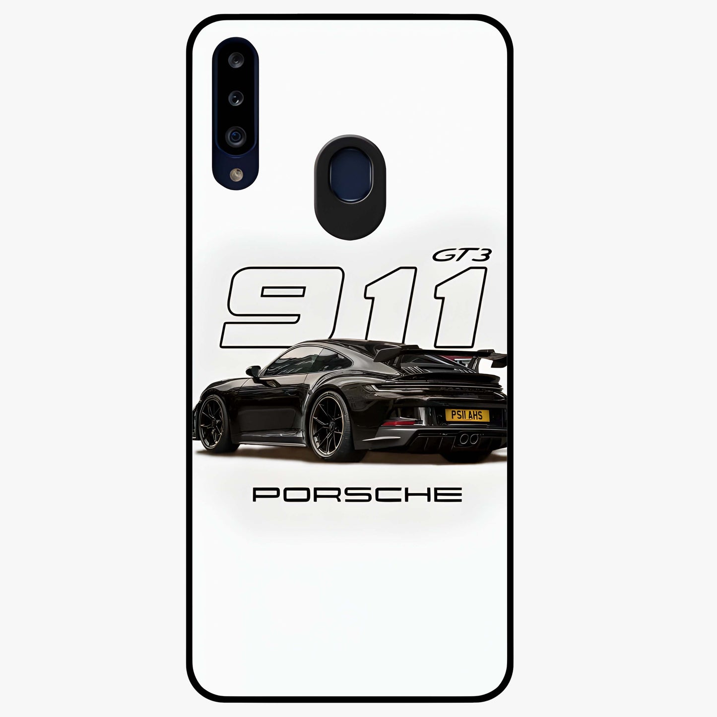 Turbo Legacy Icon Glass Case showing flat back view with iconic sports car inspired artwork and glossy glass finish.