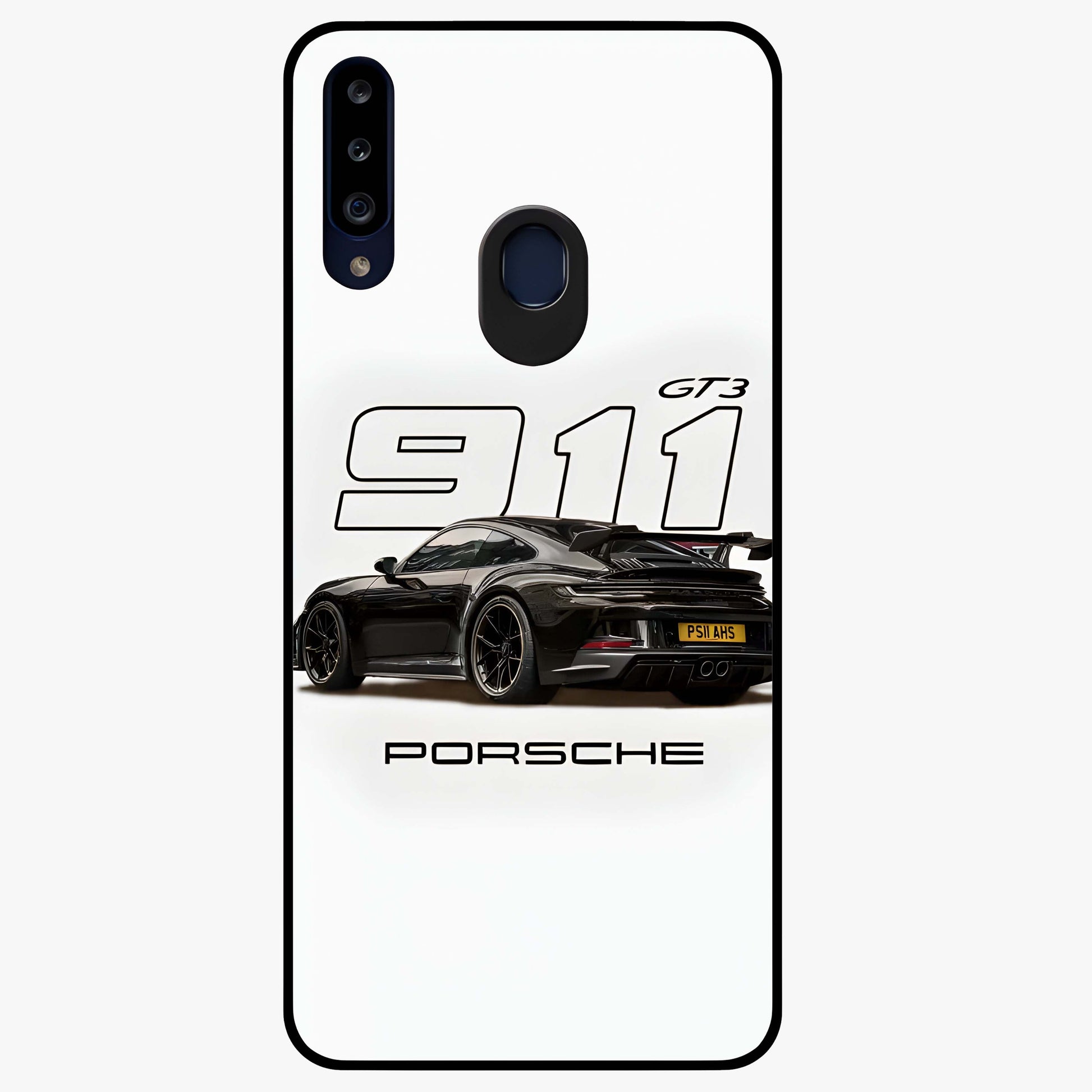 Turbo Legacy Icon Glass Case showing flat back view with iconic sports car inspired artwork and glossy glass finish.