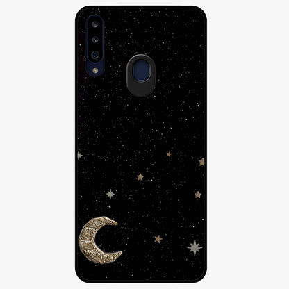 Twinkle Star With Half Moon Glass Case showing flat back view with star and half moon artwork and glossy glass finish.