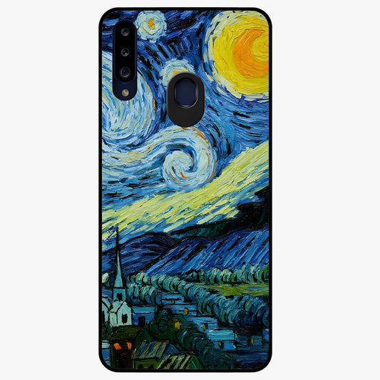 Van Gogh Art Glass Case showing flat back view with classic painterly artwork inspired by Van Gogh style and glossy glass finish.