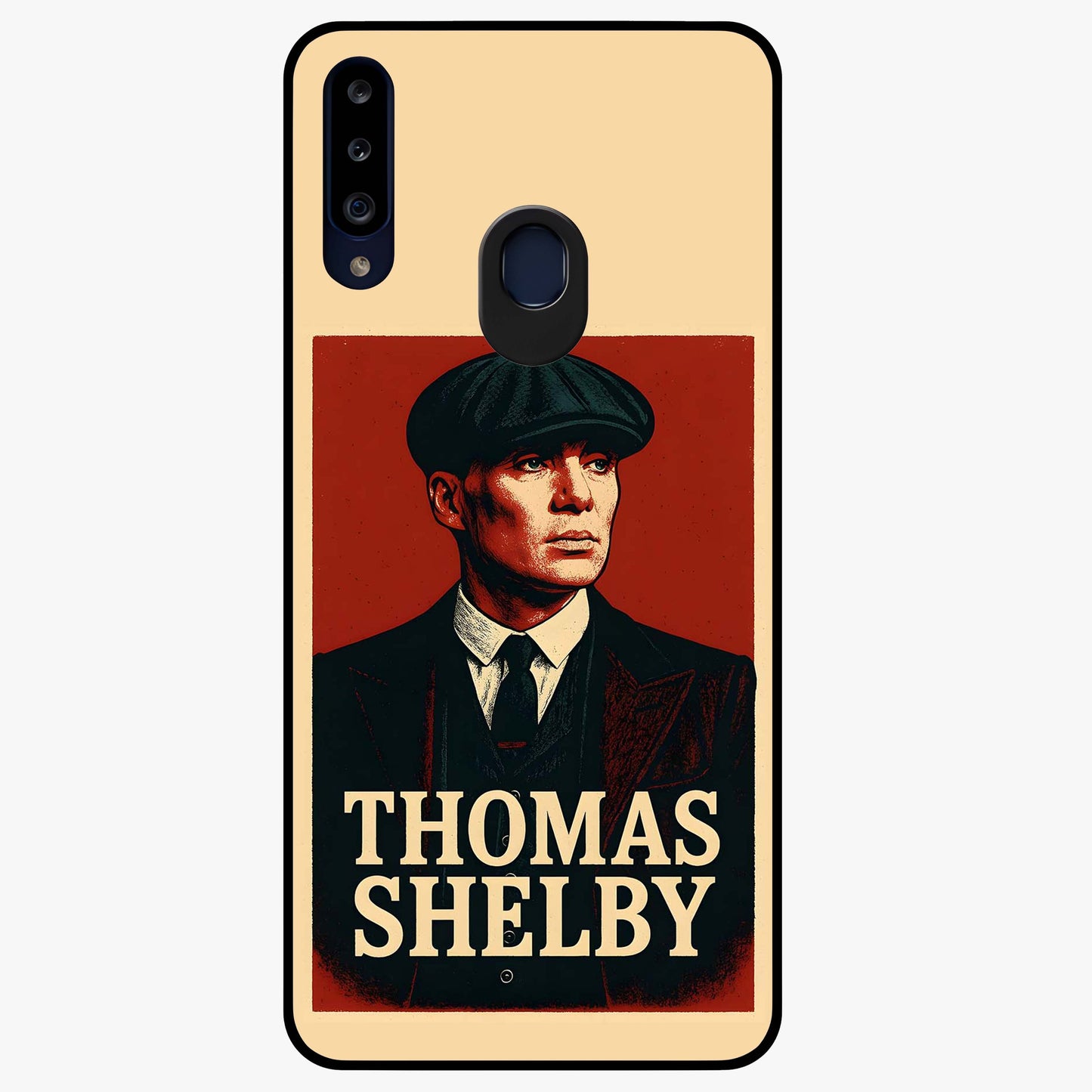 Vintage Mafia Authority Glass Case showing flat back view with bold vintage mafia inspired artwork and glossy glass finish.