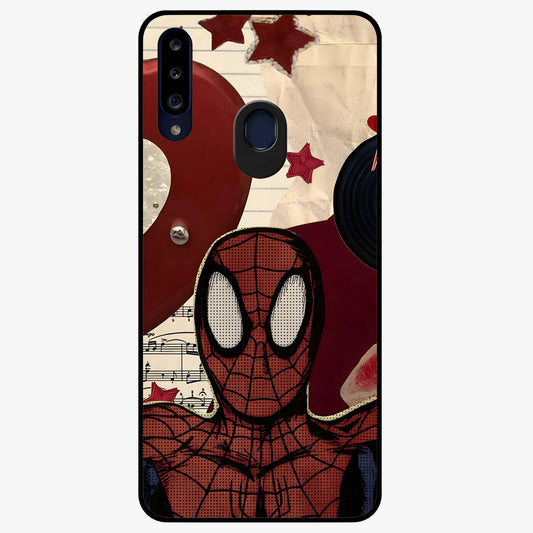 Web Warrior Vibes Glass Case showing flat back view with superhero inspired web themed artwork and glossy glass finish.