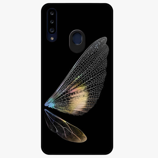 Whispers Of Wings Glass Case showing flat back view with graceful wing inspired artwork and glossy glass finish.
