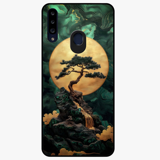 Zen Moon Rise Glass Case showing flat back view with calm moonrise artwork and glossy glass finish.