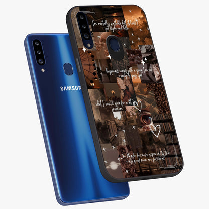Bittersweet Aesthetic Chaos Glass Case displayed in angled mockup highlighting expressive abstract artwork and edgy aesthetic theme.